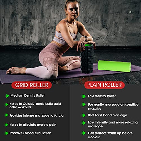 Image of Pummelo Foam Roller for deep Tissue Massage for Muscle Fitness Exercise Therapy Yoga with Bag Medium with Multi Trigger Point and Soft 2 in 1