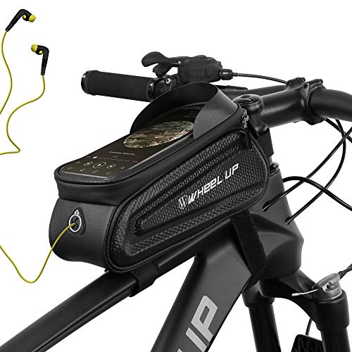 PROBEROS ® Bicycle Frame Bag Cycle Mobile Holder Waterproof with TPU Touch Screen Large Capacity EVA Pressure-Resistant Handlebar Headphone Hole, Suitable for Phone Under 7.0 Inch