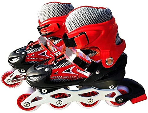 Image of WireScorts Inline Skates Size Adjustable All Pure PU Wheels it has Aluminum which is Strong with LED Flash Light on Wheels Assorated Design & Multi Color