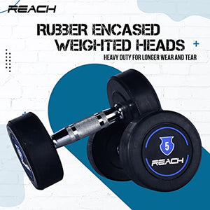 Reach Dumbbell 5 kg Round Dumbbell Set - Pair of 2, 10 kg (Black/Silver)
