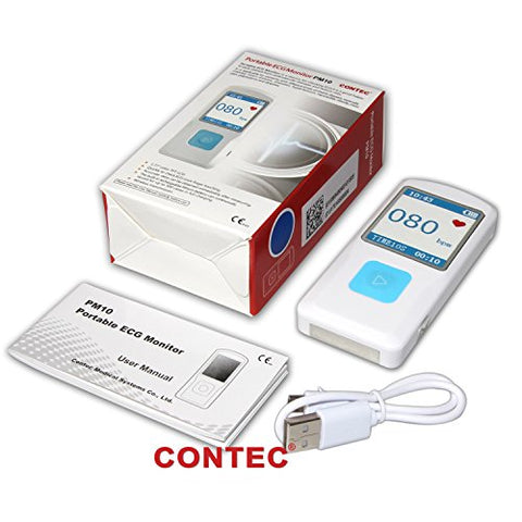 Image of CONTEC Portable ECG/EKG Monitor PC Software Electrocardiogram Bluetooth Heart Rate Beat LCD Monitor PM10