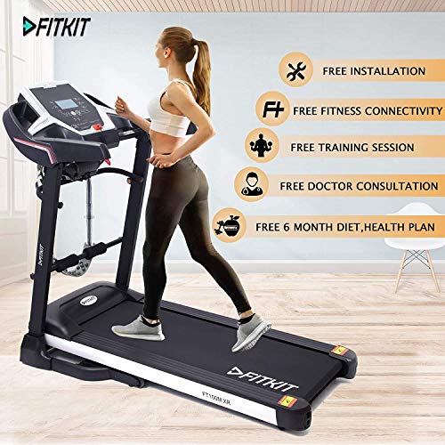 Fitkit XR Series 3.25HP Peak DC-Motorized Treadmill with Free At Home Installation - Black