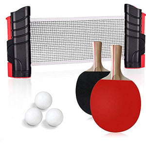ACEBON Sport Ping Pong Paddle Set with Retractable Table Tennis Net, Two Premium Paddles, Three Balls, and Portable Cover Case Bag to Go Anywhere (Red)