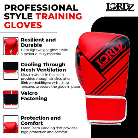 Image of Lordz Wise Gloves I Men & Women’s Premium Synthetic Leather Boxing Gloves with Hand Crafted Padding, Gloves for Sparring, Muay Thai, MMA, Training and Heavy Bag Workout