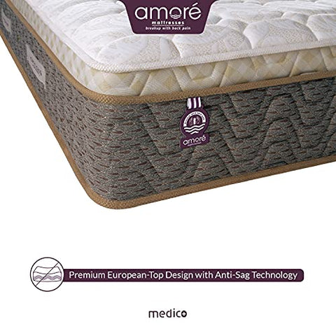 Image of AMORE High Resilience, HR Foam International Medico Eurotop 6 Inch Bonnell Spring Single Medium Mattress (75x30x6 Inch)