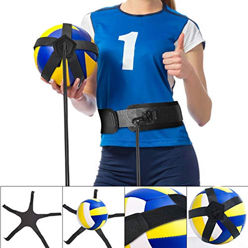 TOBWOLF Volleyball Training Equipment Aid, Elastic Self-Training Volleyball Resistance Band with Adjustable Waist Belt & Ball Pouch & Hand Strap for Practicing Serving, Spiking, Arm Swing Passing