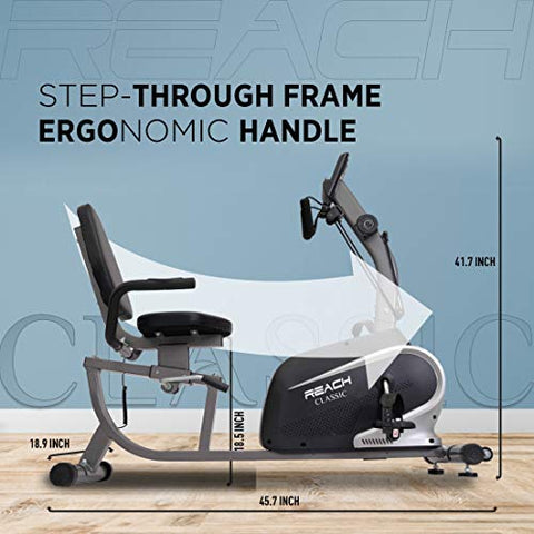 Image of Reach Classic Recumbent Bike Exercise Cycle | Exercise Bike with Back Support Seat and Resistance Rope for Home Gym (Classic)