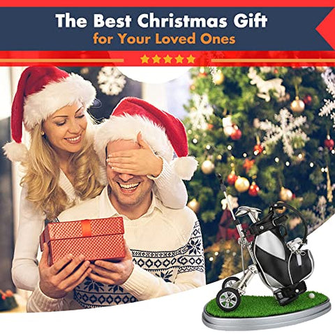 Image of 10L0L Golf Pens with Golf Bag Holder Novelty Gifts with 3 Pieces Aluminum Pen Office Desk Golf Bag Pencil Holder for Men Fathers Day Golf Souvenirs Unique Gifts For Golfer Fans Coworker s