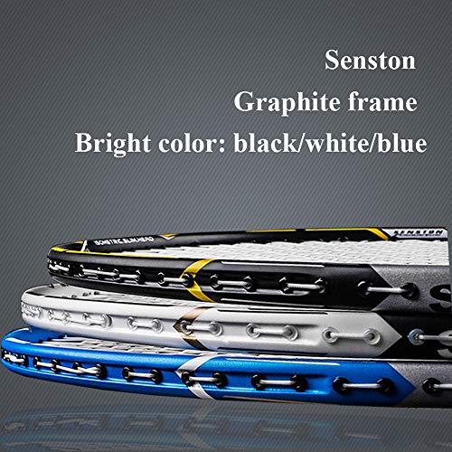 Senston Graphite Badminton Set Graphite Badminton Racket Set Full Carbon Badminton Racquet with Racket Cover (Black+White)
