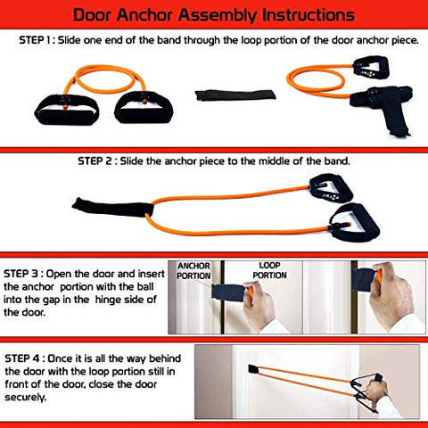 Image of FITSY® Resistance Band Toning Tube + Door Anchor + Carry Pouch + Workout Chart - Orange