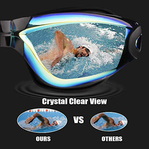 Image of PrimAlite Swimming Goggles Silicone Anti-Fog, UV Protection for Adults Men Women Kids with Protection Case Kit- No Leaking Swim Glasses Professional Adjustable Strap Comfort fit- Aqua Black