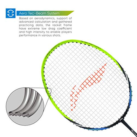 Image of Li-Ning Turbo X 70 G4 Strung Graphite Badminton Racquet (Black/Lime) with Free Full Racket Cover