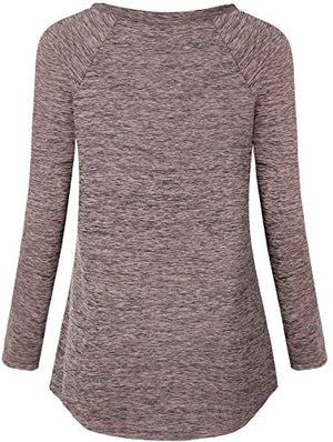 Zugeet Workout Tops for Women V Neck Yoga Running Shirts Long Sleeve Athletic Activewear Hiking Sports Mesh Tees, Twilight L