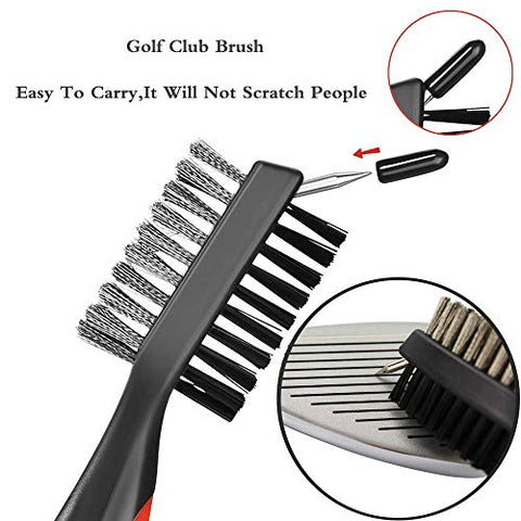 Image of Borogo 2-Pack Golf Club Brush Groove Cleaner, Golf Club Brush and Club Groove Cleaner 2 Ft Retractable Zip-line and Aluminum Carabiner Cleaning Tools Black-Blue
