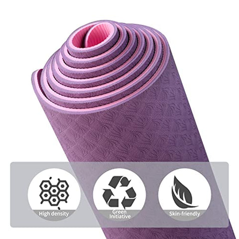 Image of PROIRON TPE Yoga Mat 1830×660×6mm (Purple+Pink), Yoga Mat Extra Wide, Non Slip Large Exercise Mat Pilates Mat with Carry Strap for Fitness Home Gym TPE Eco Friendly Yoga Mat