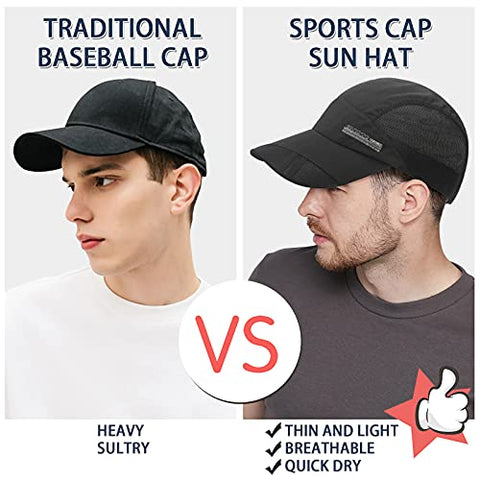 Image of FSFTTRAD Hat for Men Woman Sports Cap Sun Hat Quick Drying Soft Polyester Fiber Adjustable for Unisex (Adjustable 52-60 cm) (Black)