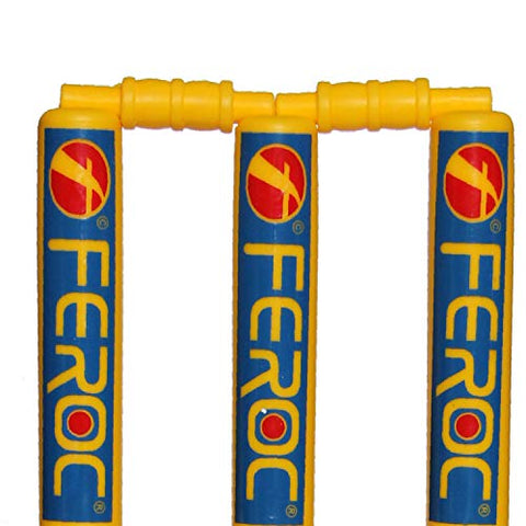 Image of FEROC Plastic Cricket Wicket Set 4 Wickets + 2 Base+ 2 Bails