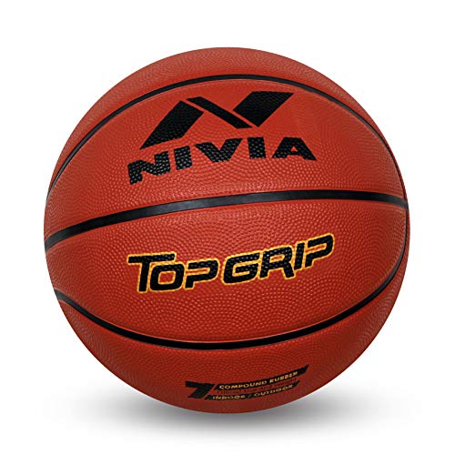 Nivia Top Grip Rubber Basketball ( Size: 7, Color : Brown, Ideal for : Training/Match )
