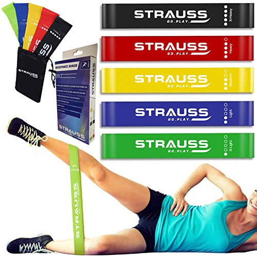 Strauss Exercise Latex Resistance Bands, (Set of 5)