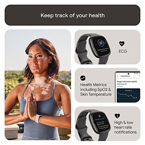 Fitbit Sense 2 Health & Fitness Watch (Shadow Grey / Graphite Aluminium) with 6-Month Premium Membership