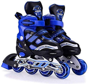 WireScorts Inline Skates Size Adjustable All Pure PU Wheels it has Aluminum which is Strong with LED Flash Light on Wheels Assorated Design & Multi Color