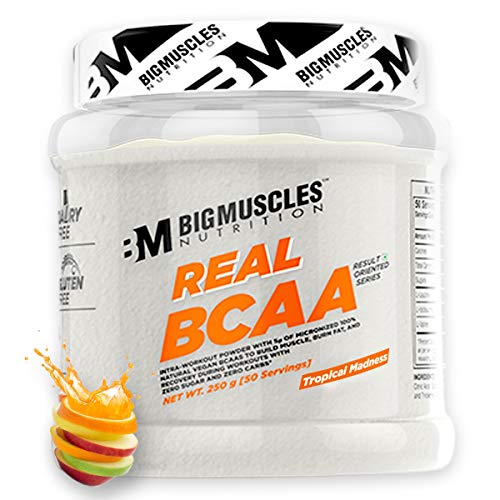 Bigmuscles Nutrition Real BCAA [50 Servings, Tropical Madness] -100% Micronized Vegan, Muscle Recovery & Endurance BCAA Powder, 5 Grams of Amino Acids, Keto Friendly, Caffeine Free