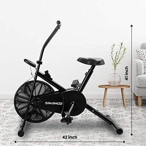 Image of Sparnod Fitness SAB-04 Air Bike Exercise Cycle for Home Gym - Adjustable Resistance, Height Adjustable Seat (Do It Yourself Installation)