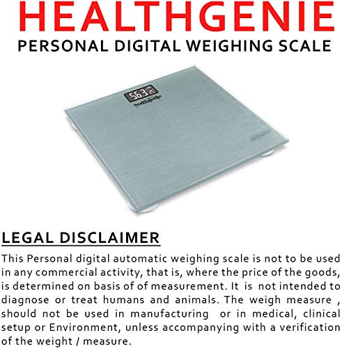 Healthgenie Digital Weight Machine, Weighing Machine For Human Body Digital Weighing Scale, With USB Charging & 1 Year Warranty (Dark Grey).