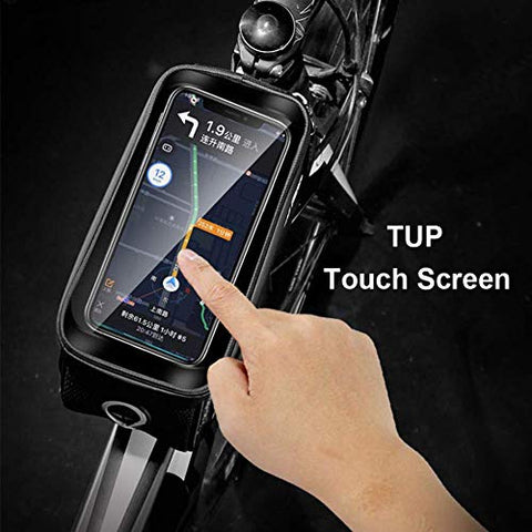 Image of PROBEROS ® Bicycle Frame Bag Cycle Mobile Holder Waterproof with TPU Touch Screen Large Capacity EVA Pressure-Resistant Handlebar Headphone Hole, Suitable for Phone Under 7.0 Inch