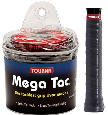 Tourna Mega Tac Extra Tacky Overgrip, Black (30-Pack)