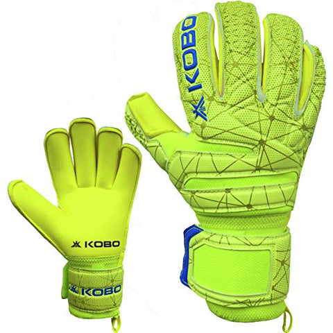 Image of Kobo GKG-07 Football/Soccer Goalie Goal Latex Keeper Gloves, Strong Grip for The Toughest Saves, with Finger Spines to Give Splendid Protection and Comfort, 8.5, with Finger Save