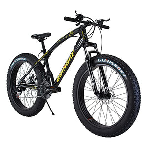 AXAN Fat Bicycle with Dual Disc Breaks 21 Shimano Gears 26X4 Inch Tyres (1 Year Frame Warranty) (Black)