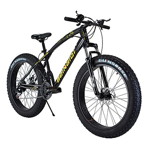 Image of AXAN Fat Bicycle with Dual Disc Breaks 21 Shimano Gears 26X4 Inch Tyres (1 Year Frame Warranty) (Black)