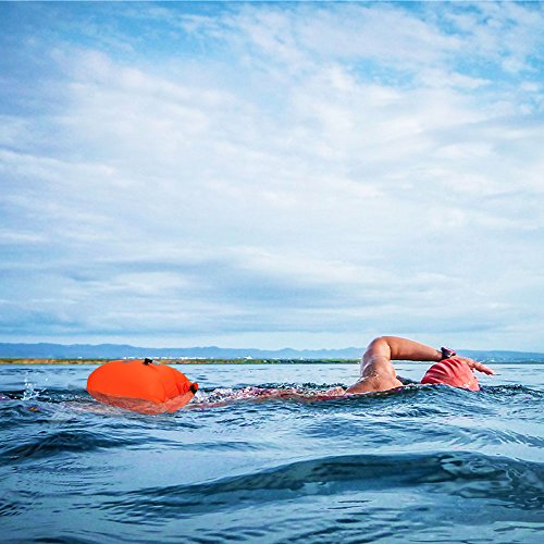 Jansite Swim Bubble with Dry Bag + Waterproof Phone Case for Open Water Swimmers, Safety Swim Buoy Tow Float Inflatable for Swimmers, Triathletes, Snorkelers …