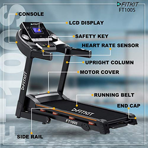 Image of Fitkit FT100S (3.25HP Peak) Motorized Treadmill with Free Home Installation, 1 Year Warranty and Trainer Led Sessions by Cult.Sport