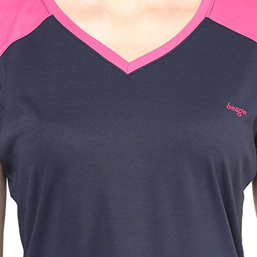 berge' Ladies Polyester Dry Fit Western Shirts & Tshirts for Women, Quick Drying & Breathable Fabric, Gym Wear Tees & Workout Tops (Navy Colour) XL