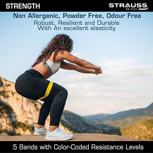 Strauss Exercise Latex Resistance Bands, (Set of 5)
