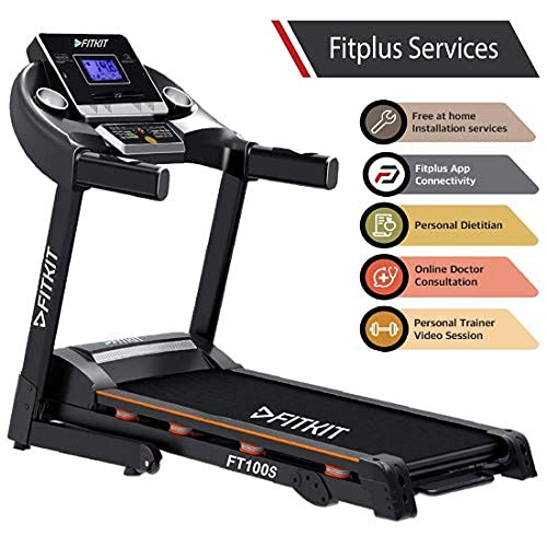 Fitkit FT100S (3.25HP Peak) Motorized Treadmill with Free Home Installation, 1 Year Warranty and Trainer Led Sessions by Cult.Sport