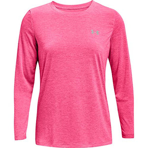 Under Armour Women's Tech Twist Crew Long-Sleeve T-Shirt , Cerise (653)/Metallic Silver , Small