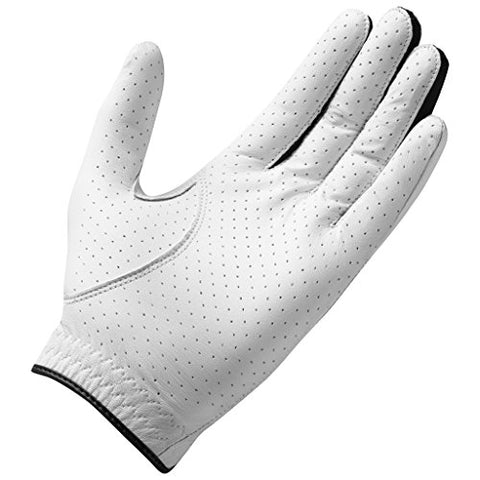 Image of TaylorMade Stratus All Leather Cadet Glove (White/Black, Right Hand, Large), White/Black(Large, Worn on Right Hand)