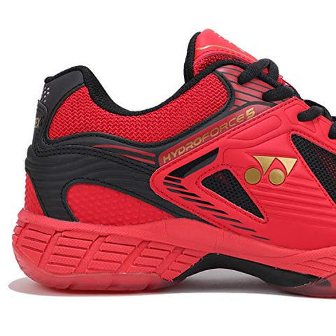 Image of Yonex Hydro Force 5 Badminton Shoes | Ideal for Badminton,Squash,Table Tennis,Volleyball | Non-marking sole | TRU Cushion | TRU Shape |RED BLACK GOLD |UK 8