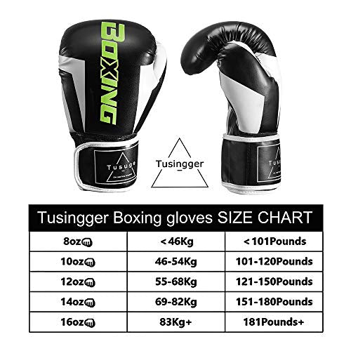 Tusingger Training Boxing Gloves Men & Women,Cool Style Boxing Gloves,Kickboxing Gloves,Muay Thai,Sparring Gloves,Heavy Bag Gloves for Boxing (Black, 10oz)