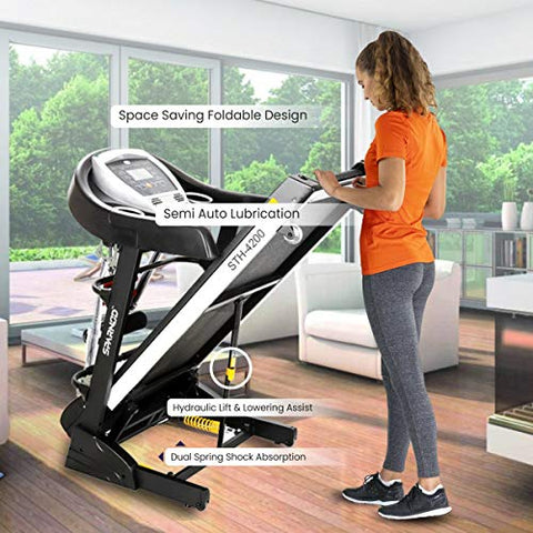 Image of SPARNOD FITNESS STH-4200 (4.5HP Peak) Automatic Treadmill (Free Installation Service) - Foldable Treadmill for Home Use with Multifunction and Auto-Incline