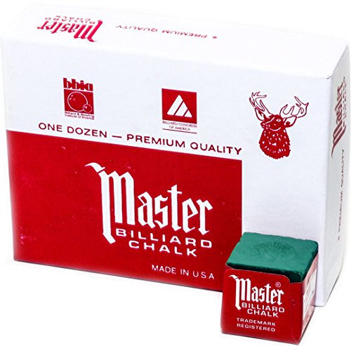 Master Billiard/Pool Cue Chalk, Gross Box, 144 Cubes, Spruce