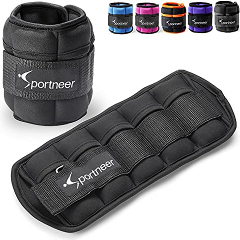 Image of Sportneer Men, Women and Kids Adjustable Ankle Weights Wrist Straps Ideal for Fitness, Walking, Running, Jogging, Exercise, Gym, Workout (0.23-0.9Kg for Each) -2 Pack