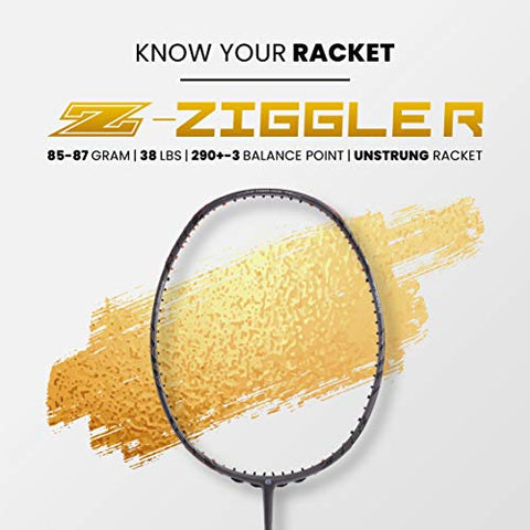 Apacs Z-Ziggler (38 LBS, Mega Tension) Graphite Unstrung Badminton Racquet with Full Cover (Grey)