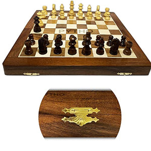 Pytho Handmade Wooden Chess Set with Magnatic Board and Hand Carved Chess Pieces (12 Inches) Pack Of 1, Multicolor