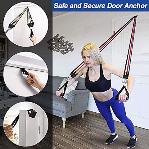 Image of RYLAN-Resistance Bands Set for Exercise, Stretching, and Workout Toning Tube Kit with Foam Handles, Door Anchor, Ankle Strap, and Carrying Bag for Men, Women (TPE)
