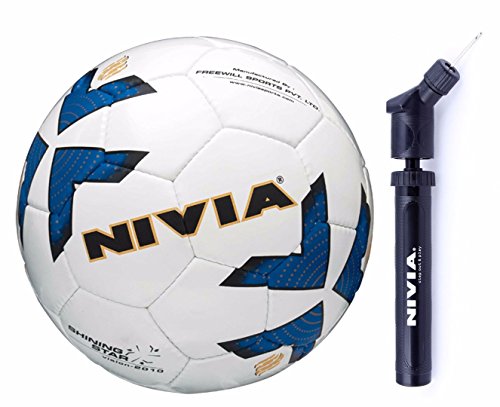 Nivia latex Shining Star Football Combo (Nivia Shining Star Football, Size 5 White + Nivia Double Action Ball Air Pump)