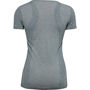 Under Armour Women's Seamless Melange Short Sleeve T-Shirt, Hushed Turquoise (396)/Metallic Silver, X-Large